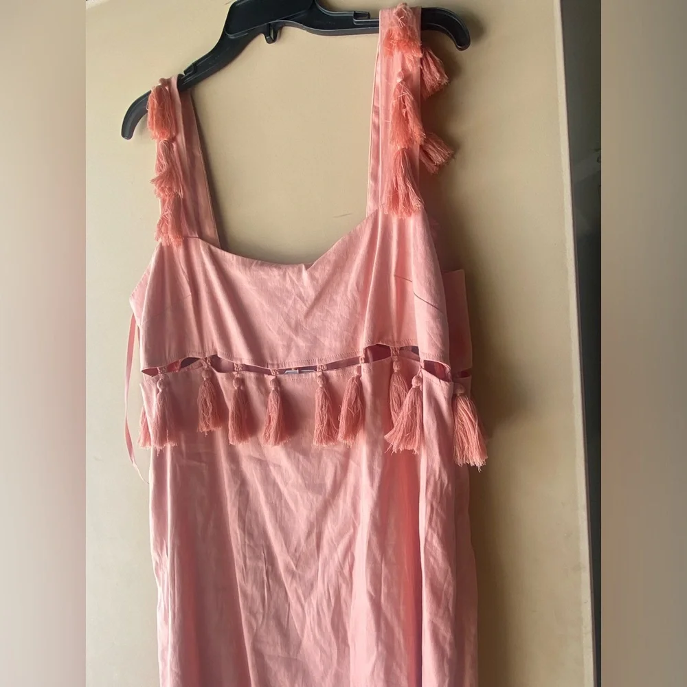 Antonio Melani 12, 14Pink Nat Note Cici Tassel Linen Maxi Dress Sleeveless NWT - Picture 9 of 16
